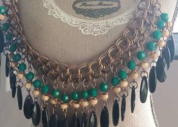 BIŻUTERIA NASZYJNIK etniczny z zielonym BIŻUTERIA NASZYJNIK etniczny z zielonym