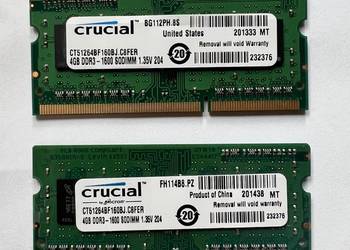 Pamięć RAM 8GB (2x4GB) Crucial DDR3 4GB/1600 CL11 SODIMM (CT51264BF160BJ)