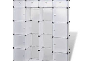 Szafa modułowa z 18 przegrodami biała 37 x 146 x 1805 cm WM-240502