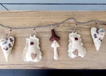 Jesienna dekoracja girlanda jeżyki serca grzybki handmade
