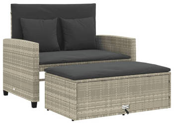 Sofa ogrodowa z poduszkami 2-osobowa jasnoszara polirattan WM-365137