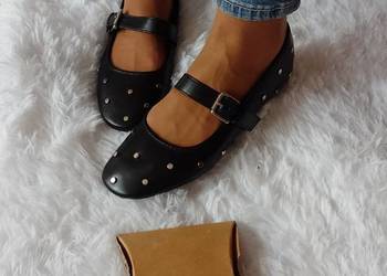 (42) ASOS Design/ Czarne, bogato zdobione baleriny  z Londynu, NOWE