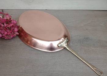Duża miedziana patelnia owalna 36x25cm