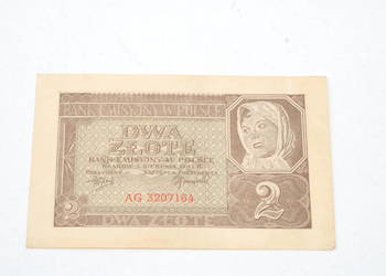 Stary banknot 2 złote seria AG 1 Sierpień 1941 antyk unikat kolekcjonerski