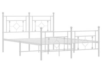 Łóżko Metalowe Białe Rama Łóżka Ze Stelażem Biała 135x190 cm WM-374405