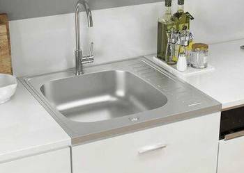 Zlew kuchenny z ociekaczem, srebrny, 600x600x155 mm, stal(147231)