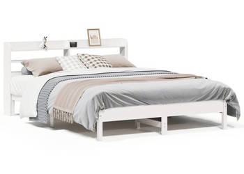 Rama łóżka bez materaca biała lite drewno sosnowe 140x190 cm WM-3306901