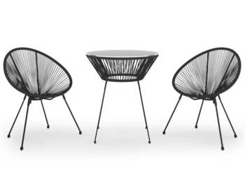 3-częściowy zestaw mebli ogrodowych rattan PVC czarny WM-3060279