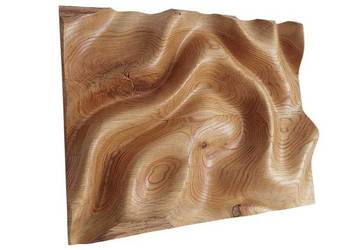 Panel ścienny - fale, 3D, olejowana dekoracja ścienna