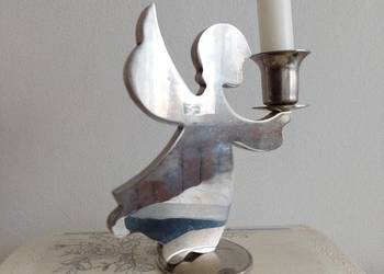 Świecznik Anioł  Stał Nierdzewna Vintage