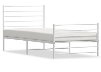 vidaXL Metalowa rama łóżka z wezgłowiem i zanóżkiem, biała(SKU:352379)