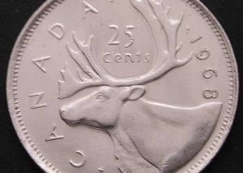 KANADA 25 CENTÓW 1968 - ŁOŚ / ELŻBIETA II - STAN 2