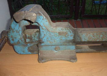 Niemieckie imadło ślusarskie, stalowe, kute HEUER FRONT.Waga około 30kg.
