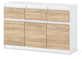Komoda Nowoczesna 3 Szuflady 120cm Do Salonu Pojemna Szafka Biała Sonoma