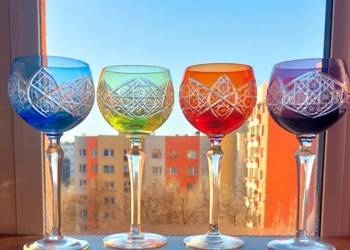 Piękne, kieliszki, kryształowe PRL.