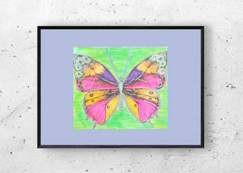 mały obrazek z motylkiem, kolorowy obrazek A4, motyl plakat