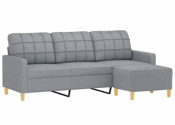 3-osobowa sofa z podnóżkiem jasnoszara 180 cm tkaniną WM-3201001