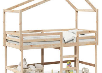 Łóżko na antresoli z drabiną i dachem sosna 80x200 cm WM-3282066