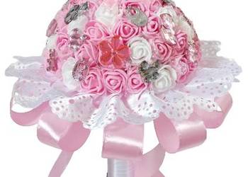 Bukiet na chrzest różowy lub niebieski