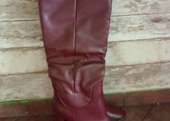 Kozaki damskie bordowe słupek Jenny Fairy