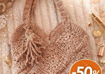 Torba zrobiona na szydelku z kwadratow