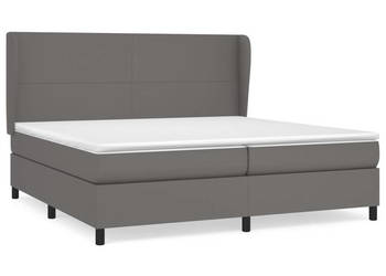 Łóżko kontynentalne z materacem szare ekoskóra 200x200 cm WM-3128935