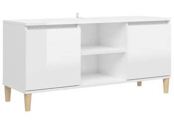 Szafka TV z drewnianymi nóżkami biała połysk 1035x35x50 cm WM-805965