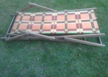 Składny leżak ogrodowo-tarasowy drewniany z podłokietnikami wielopozycyjny