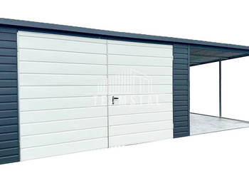 GARAŻ BLASZANY 4m x 6m - wiata 3x6 - spad tył - Brama TS313