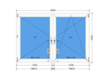 Okno 2060 x 1400 Dwuskrzydłowe