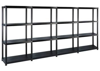 vidaXL Regał 4-poziomowy, czarny, 244x30,5x130 cm, plastikowy(SKU:3059859)