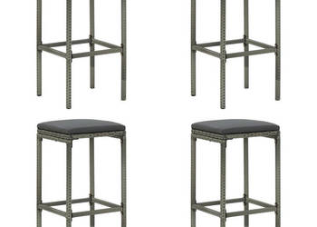 Stołki barowe z poduszkami 4 szt. szare polirattan WM-313447
