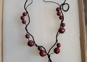 naszyjnik z prlu wykonany z drewna obwód 70 cm stan bdb