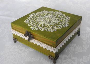 Szkatułka, skrzynka na drobiazgi, drewniane pudełko, prezent, handmade