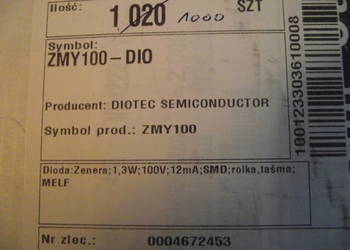 ZMY100 Diody Zenera 100V - 1,3W - Melf -  SMD