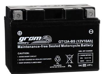 Akumulator motocyklowy GROM GT12A-BS YT12A-BS12V10Ah 180A L+