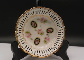 Stara misa ażurowa porcelana ręcznie malowana róże antyk