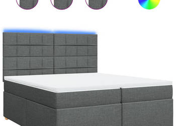 Łóżko kontynentalne z materacem ciemnoszara tkanina 200x200 cm WM-3293688
