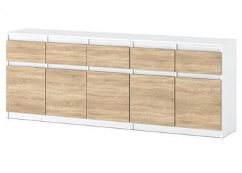 Komoda Szafka Do Pokoju Młodzieżowego 200cm 5 Szuflad Biała Sonoma
