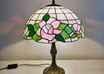 Tiffany lampa mosiężna witrażowa stołowa nocna