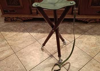 Krzesełko myśliwskie, skóra, składane