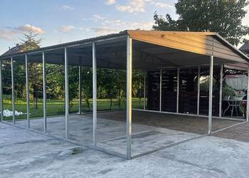 Wiata garażowa 6x6 niezabudowana z dachem dwuspadowym kolor brązowy