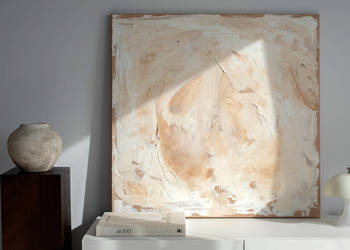 Abstrakcja strukturalna 90x90 cm. Tynk i akryl na płótnie