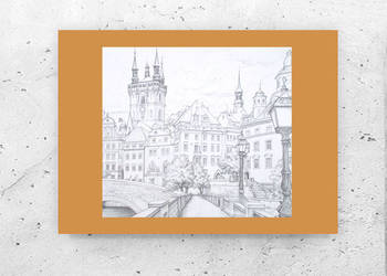 mały plakat z miastem, miasto obrazek A4, architektura plakat 21x30, retro