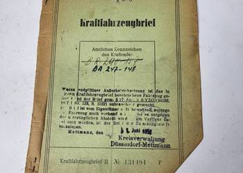 DOWÓD REJSTRACYJNY BRIEF NSU PONY 1934 ROK
