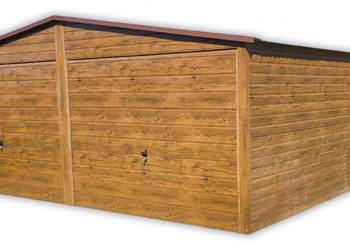 Garaż blaszany 6x5,8 drewnopodobny złoty dąb dwustanowiskowy dwuspadowy