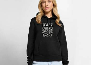 Ekologiczna damska bluza z kapturem Premium Kraków - Smok średniowieczna