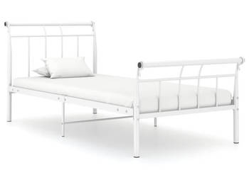 Łóżko Metalowe Białe Rama Łóżka Ze Stelażem Biała 100 x 200 cm WM-325034