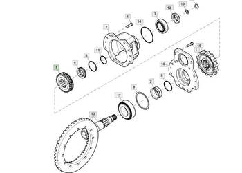John Deere 6230 6250 - wałek zębaty i koło zębate AL223473