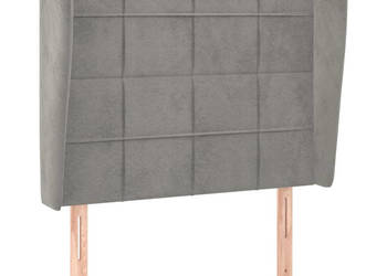 Zagłówek uszak jasnoszary 93x23x118/128 cm aksamit WM-3117992